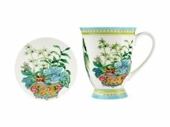 Gabby Malpas Jardin Mug & Coaster Set 300ML Orchid Gift Boxed