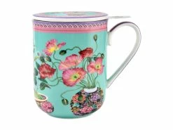 Gabby Malpas Jardin Mug With Infuser 340ML Poppy Gift Boxed