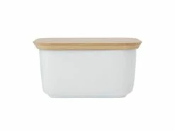 White Basics Butter Dish Bamboo Lid 16x11x9cm