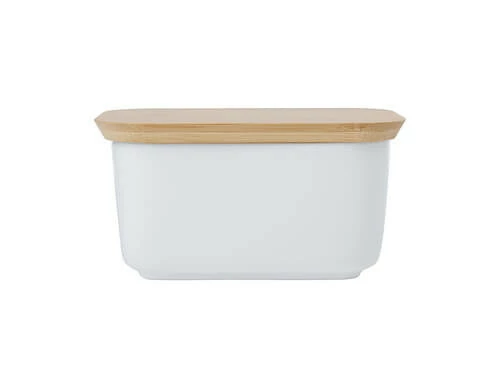 White Basics Butter Dish Bamboo Lid 16x11x9cm 3 White Basics Butter Dish Bamboo Lid 16x11x9cm
