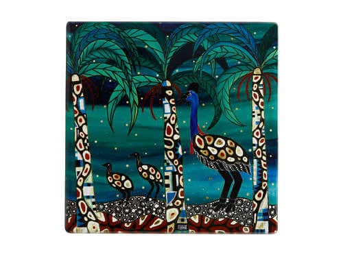 Melanie Hava Jugaig-Bana-Wabu Ceramic Square Coaster 10cm Cassowaries Home 4 Melanie Hava Jugaig-Bana-Wabu Ceramic Square Coaster 10cm Cassowaries Home - Image 2