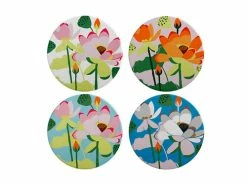 Royal Botanic Gardens Victoria Lotus Ceramic Round Coaster 10cm Set Of 4