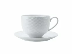 White Basics Diamonds Tea Cup & Saucer 220ML