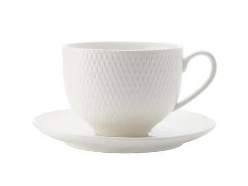 White Basics Diamonds Tea Cup & Saucer 220ML 5 White Basics Diamonds Tea Cup & Saucer 220ML - Image 3