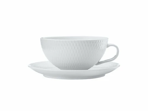 White Basics Diamonds Tea Cup & Saucer Low 250ML 3 White Basics Diamonds Tea Cup & Saucer Low 250ML