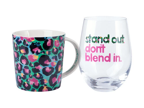 Kasey Rainbow Wild At Heart Mug & Glass Set Leopard Emerald Gift Boxed 3 Kasey Rainbow Wild At Heart Mug & Glass Set Leopard Emerald Gift Boxed