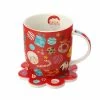 Kasey Rainbow Sparkly Season Mug 350ML & Coaster Set Red Gift Boxed -Dinnerware shop dx1297