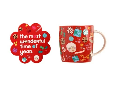 Kasey Rainbow Sparkly Season Mug 350ML & Coaster Set Red Gift Boxed 5 Kasey Rainbow Sparkly Season Mug 350ML & Coaster Set Red Gift Boxed - Image 3
