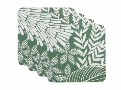 Island Cork Back Coaster 10.5cm Set Of 4 Green Gift Boxed