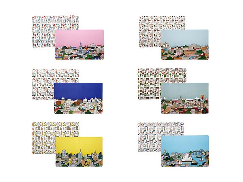 Megan McKean Cities Reversible Placemat 6pc Gift Pack 3 Megan McKean Cities Reversible Placemat 6pc Gift Pack