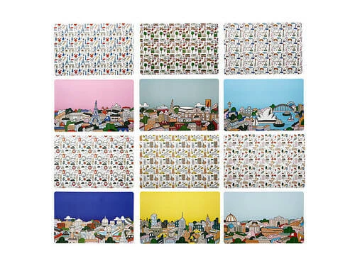 Megan McKean Cities Reversible Placemat 6pc Gift Pack 4 Megan McKean Cities Reversible Placemat 6pc Gift Pack - Image 2