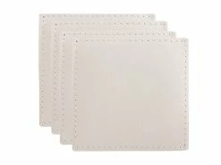Table Accents Leather Look Cowhide Coaster 10x10cm Set Of 4 Ivory
