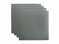 Table Accents Leather Look Cowhide Coaster 10x10cm Set Of 4 Grey