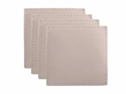Table Accents Leather Look Cowhide Coaster 10x10cm Set Of 4 Salt