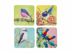Katherine Castle Bird Talk Cork Back Coaster 10.5cm Set Of 4 Assorted Gift Boxed