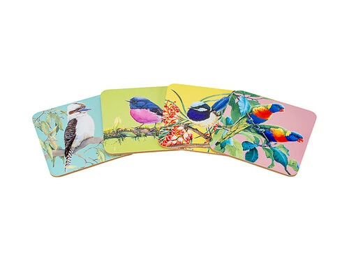 Katherine Castle Bird Talk Cork Back Coaster 10.5cm Set Of 4 Assorted Gift Boxed 4 Katherine Castle Bird Talk Cork Back Coaster 10.5cm Set Of 4 Assorted Gift Boxed - Image 2
