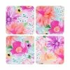 Teas & C's Dahlia Daze Cork Back Coaster Set Of 4 10.5cm Assorted Gift Boxed