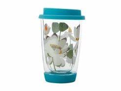 Royal Botanic Gardens Victoria Lotus Double Wall Glass Mug 380ML Aqua Gift Boxed