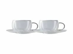 Blend Double Wall Cup & Saucer 80ML Set Of 2 Gift Boxed