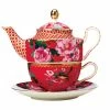 Teas & C's Silk Road Tea For One With Infuser 380ML Cherry Red Gift Boxed -Dinnerware shop hv0157