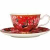 Teas & C's Silk Road Footed Cup & Saucer 200ML Cherry Red Gift Boxed -Dinnerware shop hv0161
