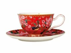Teas & C's Silk Road Footed Cup & Saucer 200ML Cherry Red Gift Boxed -Dinnerware shop hv0161 2