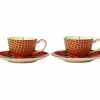 Teas & C's Silk Road Demi Cup & Saucer 85ML Set Of 2 Cherry Red Gift Boxed