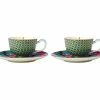 Teas & C's Silk Road Demi Cup & Saucer 85ML Set Of 2 Aqua Gift Boxed