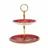 Teas & C's Silk Road 2 Tier Cake Stand Cherry Red Gift Boxed