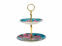 Teas & C's Silk Road 2 Tier Cake Stand Aqua Gift Boxed
