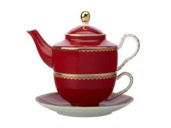 Teas & C's Classic Tea For One With Infuser 380ML Cherry Red Gift Boxed