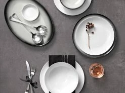 Caviar Granite Oval Plate 35x25cm -Dinnerware shop maxwell williams caviar granite white basics tableware setting auw19 2