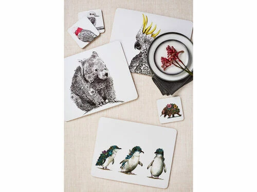 Marini Ferlazzo Birds Of Australia Cork Back Placemat 34x26.5cm Set Of 4 Gift Boxed 4 Marini Ferlazzo Birds Of Australia Cork Back Placemat 34x26.5cm Set Of 4 Gift Boxed - Image 2