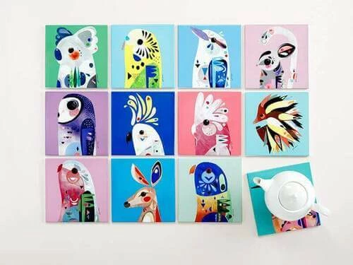 Pete Cromer Ceramic Square Trivet 20cm Owl 4 Pete Cromer Ceramic Square Trivet 20cm Owl - Image 2