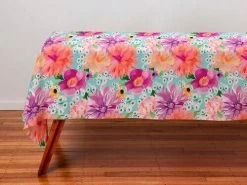 Teas & C's Dahlia Daze Cotton Rectangular Tablecloth 270x150cm Sky -Dinnerware shop sky 1