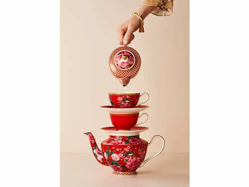 Teas & C's Silk Road Demi Cup & Saucer 85ML Set Of 2 Cherry Red Gift Boxed 5 Teas & C's Silk Road Demi Cup & Saucer 85ML Set Of 2 Cherry Red Gift Boxed - Image 3